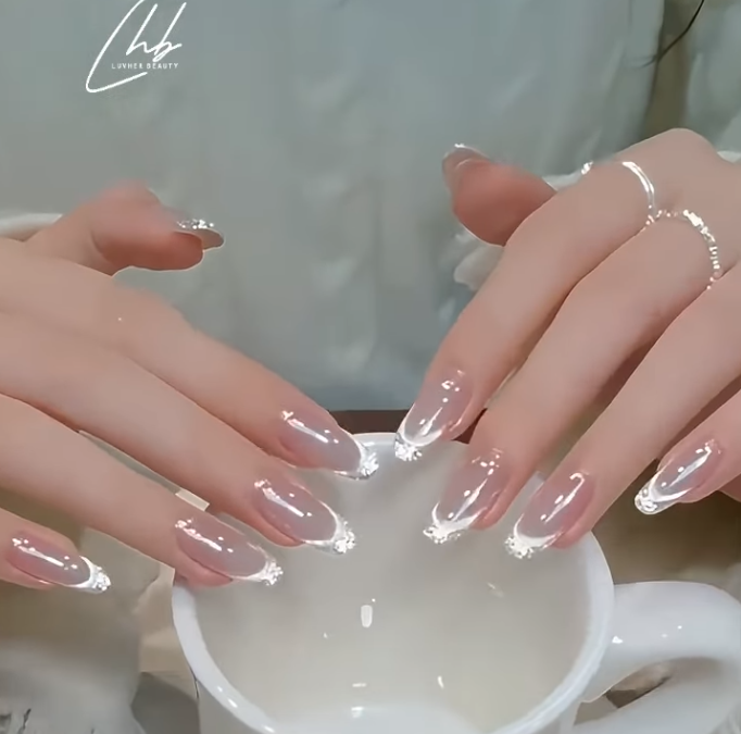 Ice - Clear Nude - tone Fairy French Press On Nails – Luvherbeauty